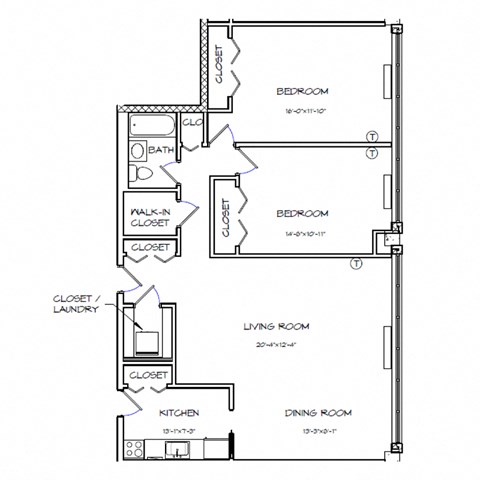 a floor plan of a house with a bedroom and a living room